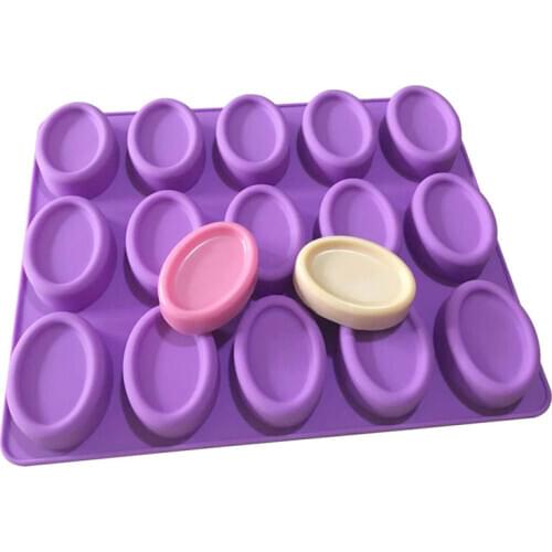 15 Cavity 7CM Long Oval Soap Mold Silicone Molds for Soap Making 3D Handmade Soap Forms Soap Silicon Banking Molds