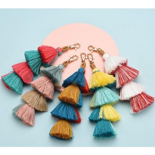Cotton Thread Tassel Key Chain Handmade Bag Hanging Pendant Colorful Women Bags Ornament Bohemian Charm Pendant Keychain New