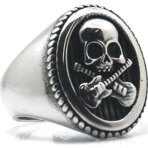 316L Stainless Steel Cool Punk Gothic Flaming Biker Cross Ring