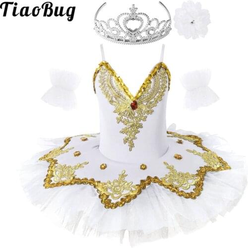 3Pcs Girls Ballet Clothing Set Children Ballet Suit Dance Leotard Costume Tutu Dress With Gloves Hairband
