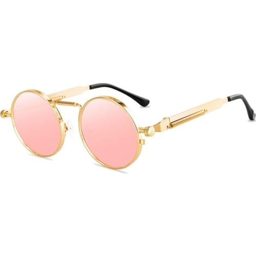 Bohosco Round Men Women Traveling Sunglasses Fashion Vintage Steampunk Sunglasses Metal Glasses Brand Design Sun Glasses