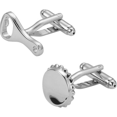 Mens shirts Cufflink high-quality copper material Silvery cover for beer bottle opener Cufflinks 5 pairs of packaging for sale