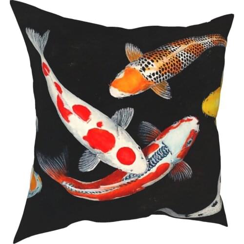 Koi Fish Lucky Pillow Cover Home Decor Pond Carp Water Cushion Cover Throw Pillow for Sofa Polyester Double-sided Printing