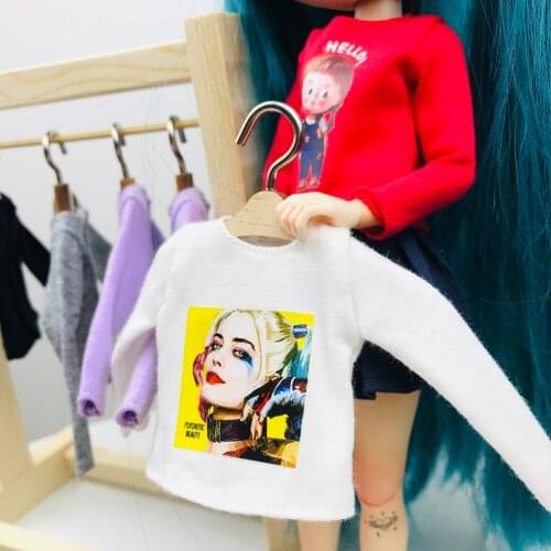 New 1PCS Cute Blyth Dolls’ Long T-shirt Black/Pink/Red/White/gray T-shirt for blyth,licca ,barbis,azone 1/6 BJD Dolls Clothes