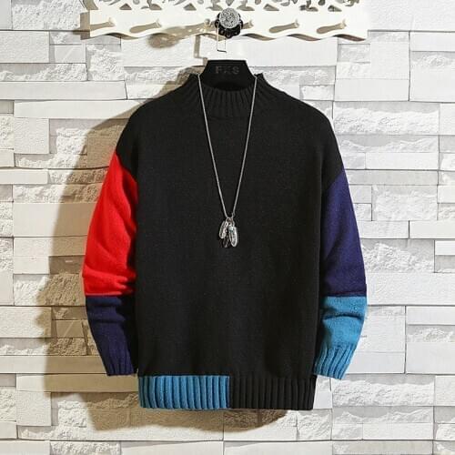 2020 New Knit Black Sweaters Korea MenS Turtleneck Long Sleeves Autumn Winter Pullover Knitted O-Neck Plus OverSize 5XL 6XL 7XL