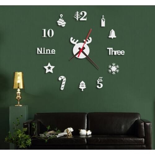 New acrylic 3D wall clock DIY living room bedroom wall background decoration Christmas original wall sticker clock