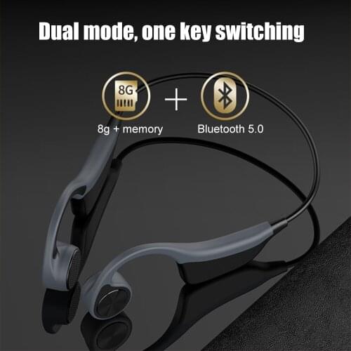 New True Bone Conduction Earphone Head-mount Wireless Bluetooth 5.0 Headphone Sport Waterproof Handsfree Music Headset with Mic