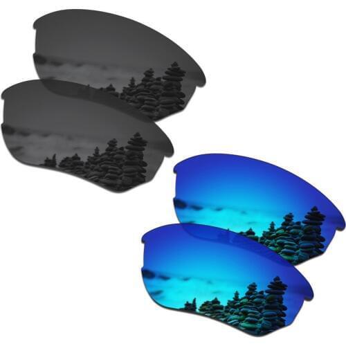 SmartVLT 2 Pairs Polarized Sunglasses Replacement Lenses for Oakley Flak Beta Stealth Black and Ice Blue
