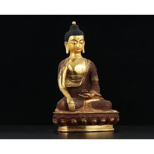 31CM LARGE WHOLESALE BUDDHA STATUE # TIBETAN BUDDHISM SAKYAMUNI AMITAYUS THE BUDDHA GOLD-PLATED BRASS STATUE HOME TALISMAN