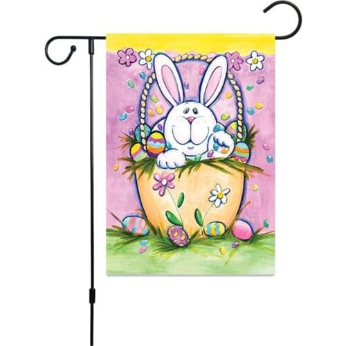 Easter Flag 47*32cm 1PC Decor Flax Orname Double-sided Eggs Pattern 1pc Without Flagpole Festival Party Supplies Print Banner