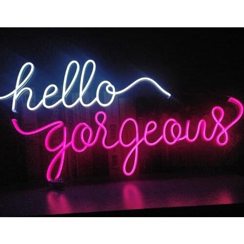 Hello Gorgeous Neon Sign Light Flexible Led Aesthetic Room Decor Murale Chambre Acrylic Neon Mural For Party Bar Wedding