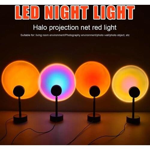 Rainbow sunset light USB projector led shooting lamp sunlight projection table lamp bedroom bar cafe wall decoration lighting