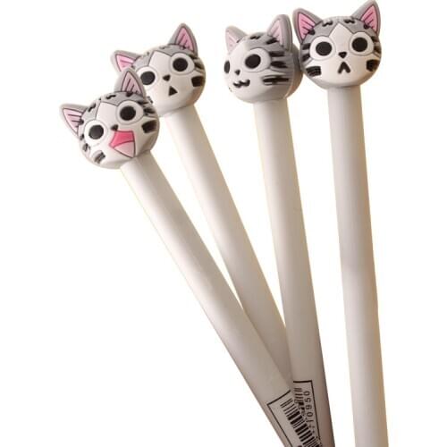 4 PCS Cute three-dimensional expression cat neutral pen ball point pen school signature pen creative pen 0.5mm