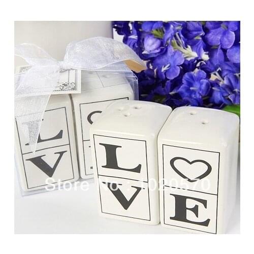 LOVE Salt and Pepper Shakers 50sets/lot=100pcs/lot for Wedding Decoration Articles Party Favors Supplies Free Shipping