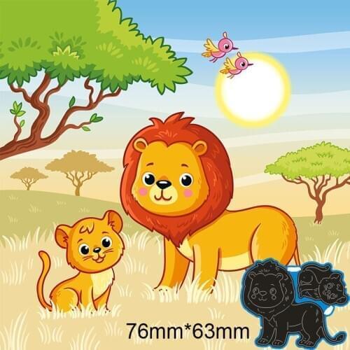 76*63mm LION & HER KID Metal Cutting Dies and Stamps Stencil for DIY Scrapbooking Photo Album Embossing Paper Card