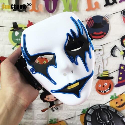 Halloween EL Luminous Led Tiktok Fork Eye Terror Scary Death Face Mask Guy Fawkes Anonymous Fancy Dress Cosplay