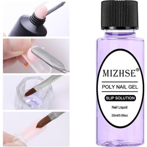 MIZHSE 20ml UV Poly Quick Builder Gel Soak Off Nail Liquid Slip Solution Builder Acrylic Gel Extended Nail Art Manicure Tools
