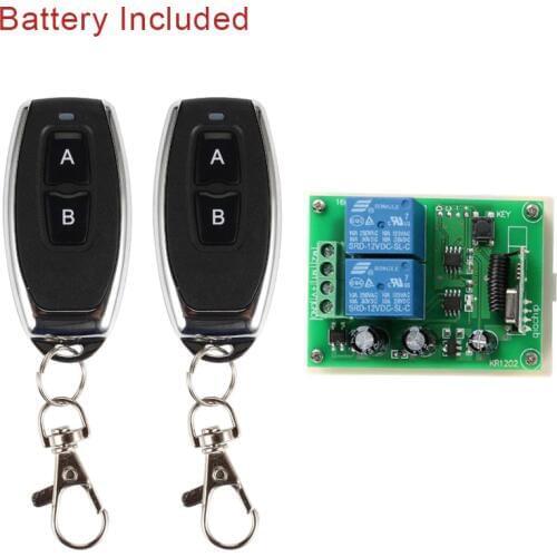 QIACHIP 433Mhz Universal Wireless Remote Control Switch DC 12V 2CH RF Relay Receiver Module + 2 CH RF 433 Mhz Remote Transmitter