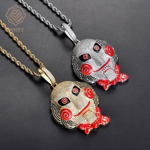 JANRY Top Version High-Quality Doll With Movable Mouth Pendant Necklace Gold Silver Color Necklace With Rope Or Cuban Chain