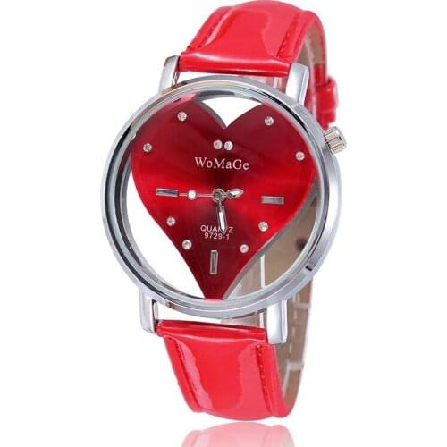 Women Creative Heart Shape Watch Stylish Leather Band Quartz Watch Fashion Watch For Lady Clock Drop Shipping relogio feminino