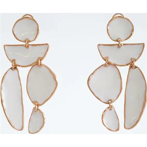 2020 New ZA Earrings Women irregular Geometric Shell Drop Earrings Jewelry Femme Fashion Enamel Statement Vintage Dangle Earring