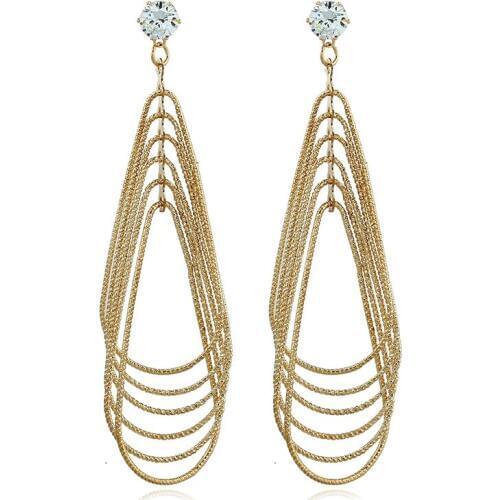 Good Quality Water Drop Gold Color Metal Dangle Earrings For Wedding Engagement Femme Hiphop Rock Simple For Women Accessories