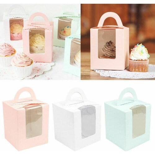 1/5/10 Pcs Single Cupcake / Muffin / Fairy Cake Boxes With Clear Window Gift Box Wedding Party Candy Cookies Box
