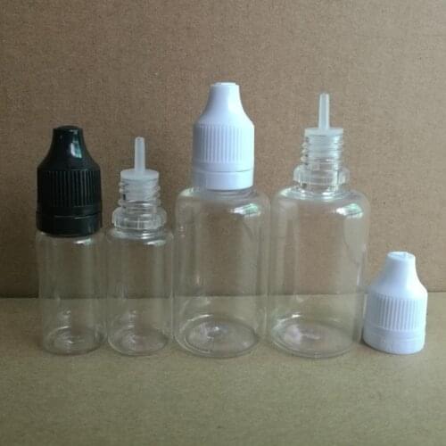 10ml 30ml Empty Refillable Bottle PET Plastic Dropper Bottles With Tamper ChildProof Cap and long fine Tips, 100pcs/lot
