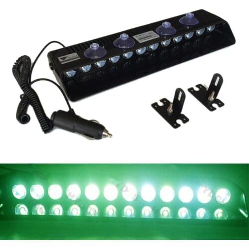 12 LED Car Truck Beacon Warning Windshield Hazard Flash Strobe Light Emergency Lamp 12W 12V Green