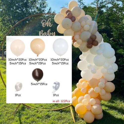122Pcs Wedding Decoration Balloons Arch Kit Apricot White Dark Coffee Latex Globos Birthday Party Opening Celebration Supplies