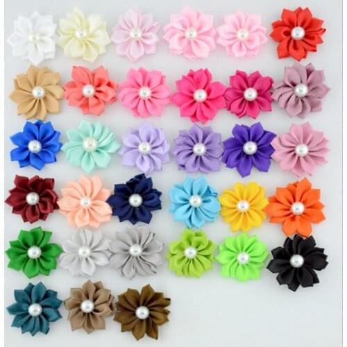 30pcs/Lot Mix Color 4CM Little Ribbon Rose Flower Satin Flowers Handmade DIY Wedding Boutonniere Girl Hair Cloth Accessories