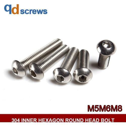 304 M5M6M8 inner hexagon screw round head stainless steel bolt GB70.2 ISO 7380 JIS B 1174