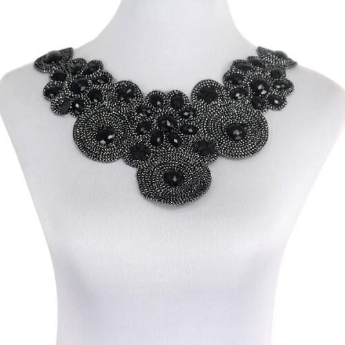 5pc French Embroidery Cord Beaded Lace Collar Beautiful Beaded Lace Applique Trim, Beaded Lace Collar Fabric Sewing Supplies