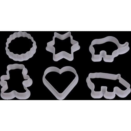 6pcs Animal Plastic Cookie Biscuit Cutters Pastry Fondant Moulds Cake Decor Tool