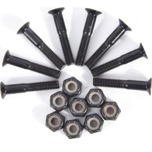 8 Pair Black Skateboard Screws Nuts Long Slide Plate Bolts Longboard Hardware Screws Hot Sale