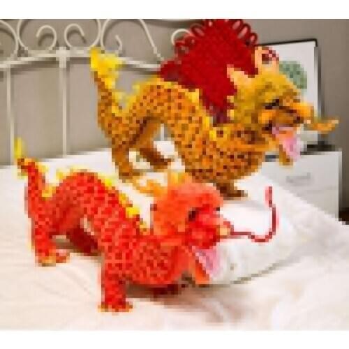 80cm High Quality Chinese Dragon Plush Toy Soft Stuffed Animal Red/Yellow Dragon Doll Mascot Toy New Year Gift Children Present