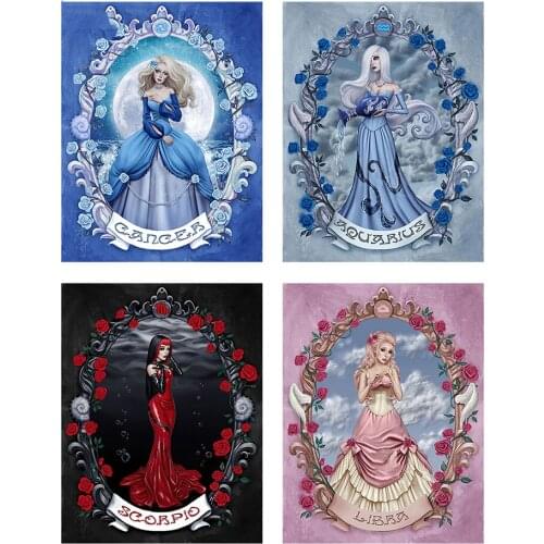 Diamond Mosaic Gothic Weird Woman Flowers diamond paintings full square/Round drill stitch cross rhinestone of picture X78