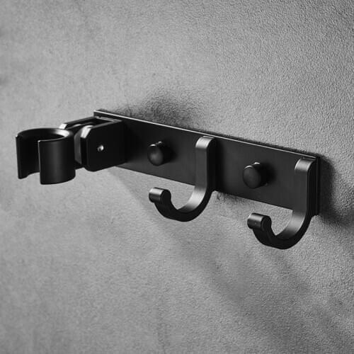 Black Shower Head Base With Hook Hanger For Bathroom Hardware Coat Hook Adjustable Shower Base Robe Hook Bidet Base Towel Hook
