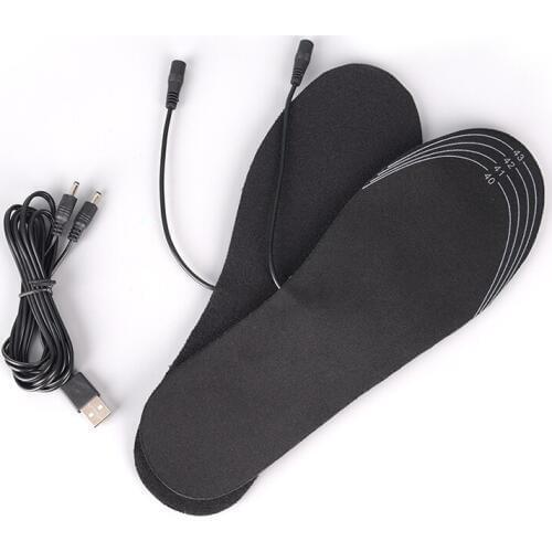 Black USB Heated Insoles Rechargeable Electric Battery Warmer Shoes Heater Winter Keep Warm Electrically Thermal Insole