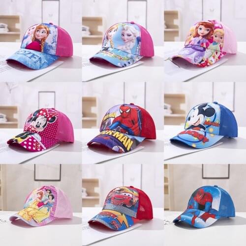 Disney Princess Mickey Mouse Minnie Marvel Avengers Spider-Man iron Man snow White Car mobilization Childrens Hat Sun Hat Toys