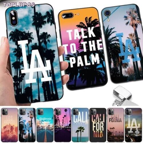 TOPLBPCS Travel Los Angeles California Soft Rubber Phone Cover for iPhone 8 7 6 6S Plus X 5S SE 2020 XR 11 12 pro XS MAX