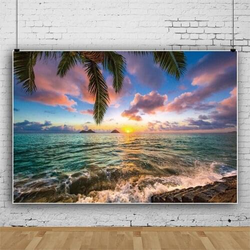 Photographic Backgrounds For Photography Tropical Palms Tree Sea Waves Beach Sunset Natural Scenic Photo Backdrop Photo Studio