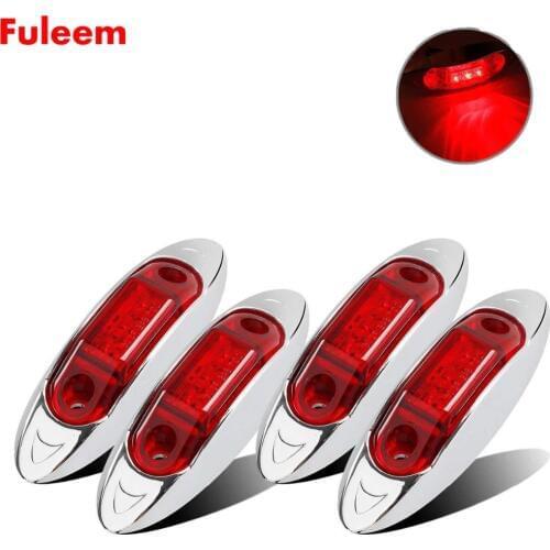 Fuleem 4pcs Red 3LED Side Marker Light for Trailer Truck Boat 10-30v Waterproof