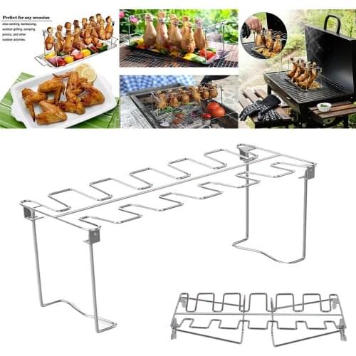 Chicken Wing Leg Rack For Grill Smoker Oven Stainless Steel Vertical Roaster Stand In BBQ Safe Household Barbecue Accessories
