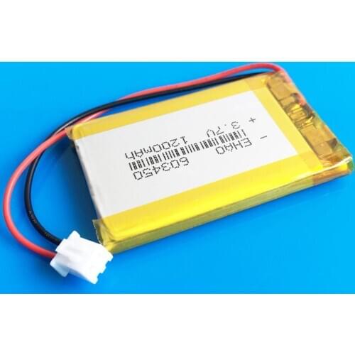 3.7V 1200mAh li polymer lithium rechargeable battery XHR-2P 2.54mm plug for GPS PDA DVD bluetooth recorder e-book camera 603450