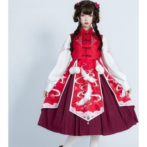Cute Dress Japanese Lolita Dress Cosplay Original Harajuku Street Sweet Kawaii Ruffles Dress Female Japanese Cosplay FF2657