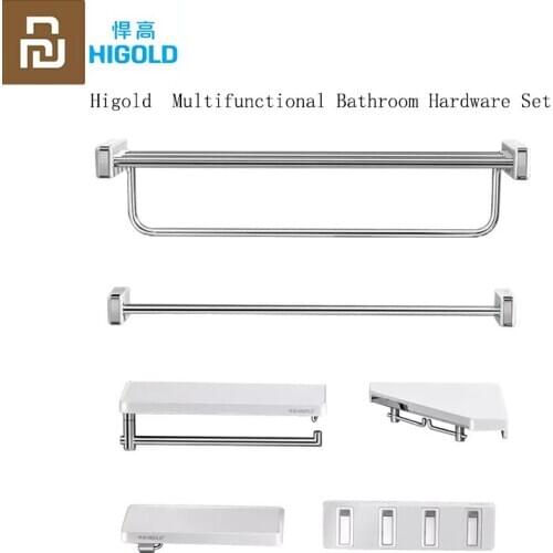 Higold Stainless Steel Bathroom Hardware Set Towel Rack Toilet Paper Holder Towel Bar Hook Bathroom Accessories from XM Youpin