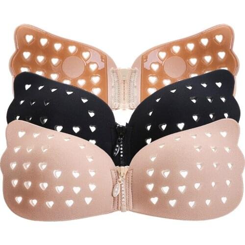 Heart-shaped Perforated Invisible Zipper Chest Patch, Wedding Dress Gathers Strapless Underwear Non-slip Breast Patch