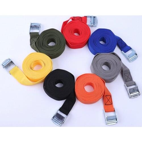 Nylon Buckle Tie-Down 2M Belt Cargo Straps for Car Motorcycle Bike with Metal Buckle Tow Rope Strong Ratchet Belt Luggage Bag