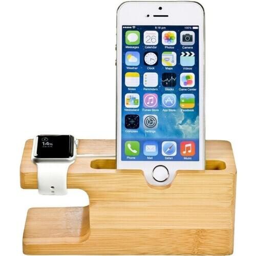 2020 New Arrival Charging Dock Stand Station Bamboo Base Charger Holder For Apple Watch iWatch iPhone